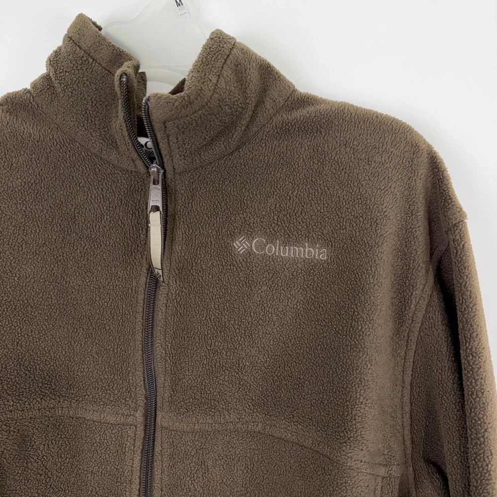 Columbia Mens Brown Full Zip Fleece Jacket Mock Neck WM6113 Size Medium‎